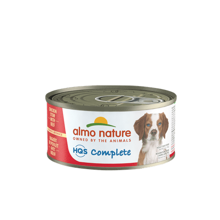 (24 Pack) Almo Nature HQS Complete Chicken Stew with Beef in tasty Gravy, Grain Free Wet Dog Food 5.5 oz Cans