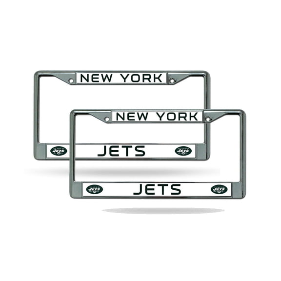 New York Football Jets NFL Chrome Metal (2) License Plate Frame Set