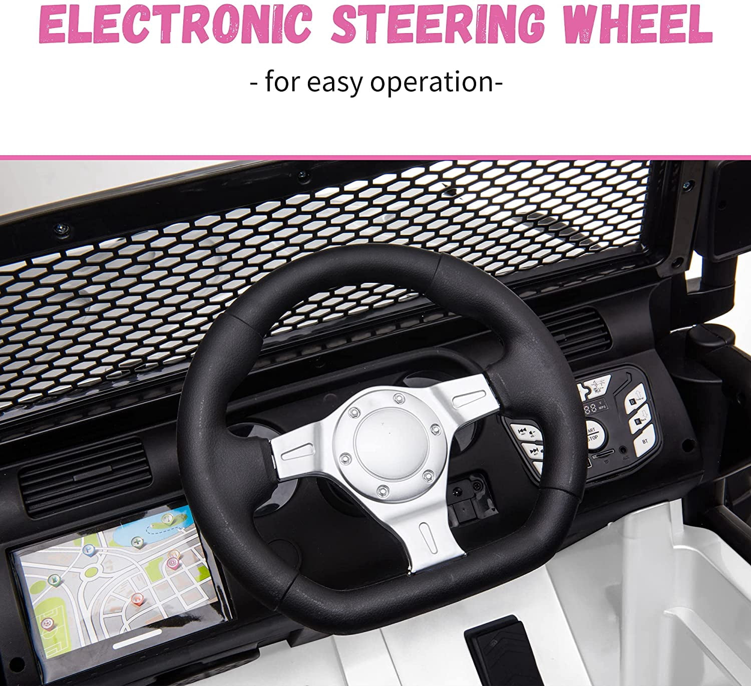 48.4" Large Ride On Car for Kids, Battery Powered Electric Car with 2 Seats, Remote Control, 14" Large Suspension Wheels, White
