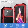 thumbnail image 3 of for iPhone 15 Case Heavy Duty Protection with Built in Lens Screen Protector Rugged Stand 360 Full Body Military Grade Metal Bumper Phone Cases Men  2023 6.1 inch Red, 3 of 13