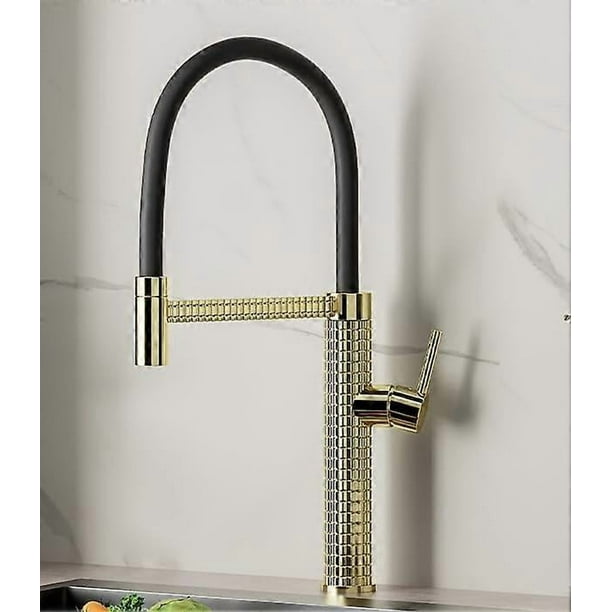Feder universal pullout kitchen faucet, carved faucet for hot and cold water, can be rotated and telescopic, copper body