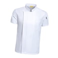 thumbnail image 2 of Men Women Chef Jacket Short Sleeve Top Comfortable Cooker Chef Clothes chef Coat White L, 2 of 7