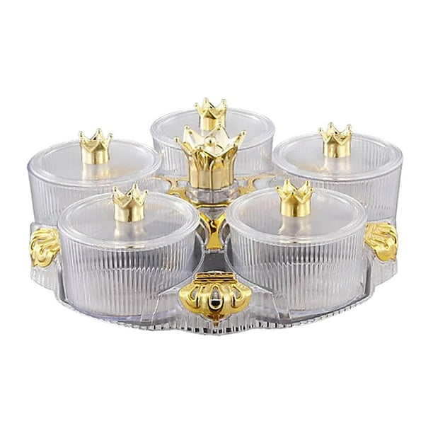 Bandeja giratoria para servir aperitivos, portátil, fácil de transportar, con tapa. transparente