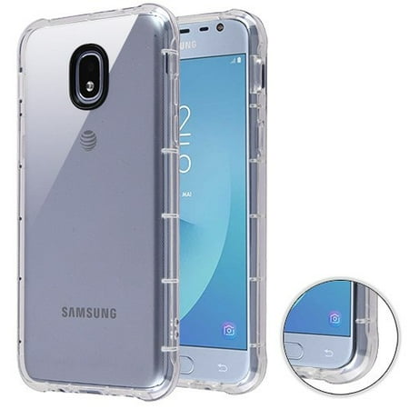 Express Cake - Phone Case for Samsung Galaxy J3 2018, J337, J3 V 3rd Gen, J3 Star, J3 Achieve, Express Prime 3 - Phone Case Clear Shockproof Hybrid Armor Rubber Silicone Gel Cover - Clear