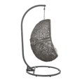 thumbnail image 3 of Swing Lounge Chair, Grey Gray, Rattan, Wicker, Outdoor Patio Balcony Cafe Bistro Garden Hospitality Restaurant, Modern Contemporary HB34632, 3 of 10