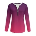 thumbnail image 4 of Guieoi Womens Tops Plus Size 2025 Trendy Womens Casual Printed Round Neck Long Sleeve T-shirt Blouse Zipper Tops Pink Black*Friday/Cyber*Monday, 4 of 5