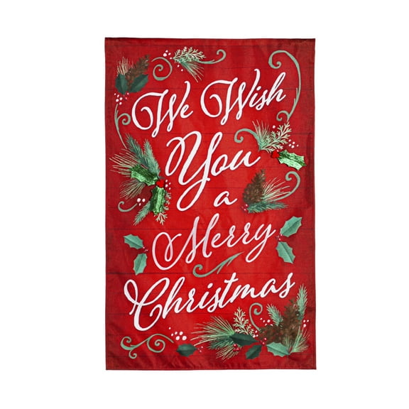 We Wish You a Merry Christmas House Burlap Flag