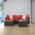 thumbnail image 7 of Phonjoroo 5PCS Patio Furniture Sets All Weather Outdoor Sectional Sofa Manual Weaving Wicker Rattan Outdoor Conversation Set with With Cushion And Glass Table, Red, 7 of 7