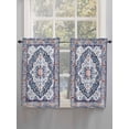 thumbnail image 3 of Tier Curtains 45 Inches Long, Blue Boho Window Treatment Curtain Drapes, Ethnic Geometric Middle Century Art Window Half Privacy Curtains for Bedroom Bathroom, 42"x45", 2 Panels, 3 of 7