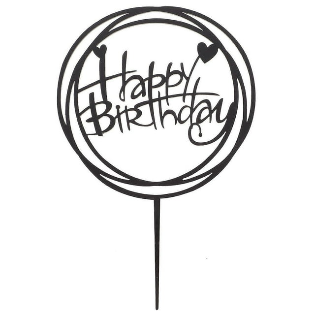 Happy Birthday Acrylic Mirror Cake Topper Cake Decoration Party Supplies (Black)