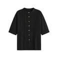 thumbnail image 6 of qucoqpe Women's Linen Cotton Tops Lightweight Pleated Short Sleeve Button-Down Shirts Summer Comfy Breathable Vacation Blouse Tees, 6 of 7