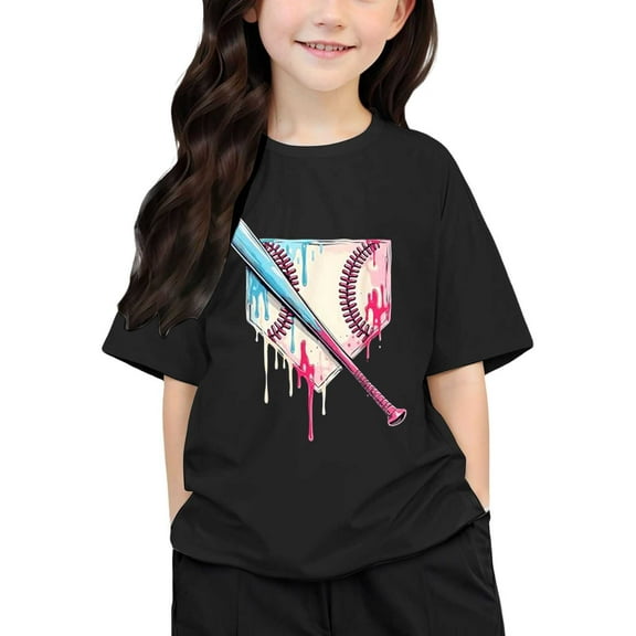 WOYY Toddler Girls Short Sleeve Graphic Tee Casual Active Crewneck T-Shirt, Sizes 3-13