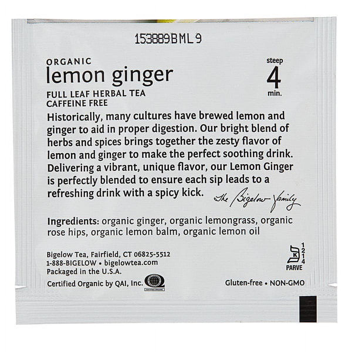 Steep Caf Organic Lemon Ginger Herbal Tea 50 RCB19968