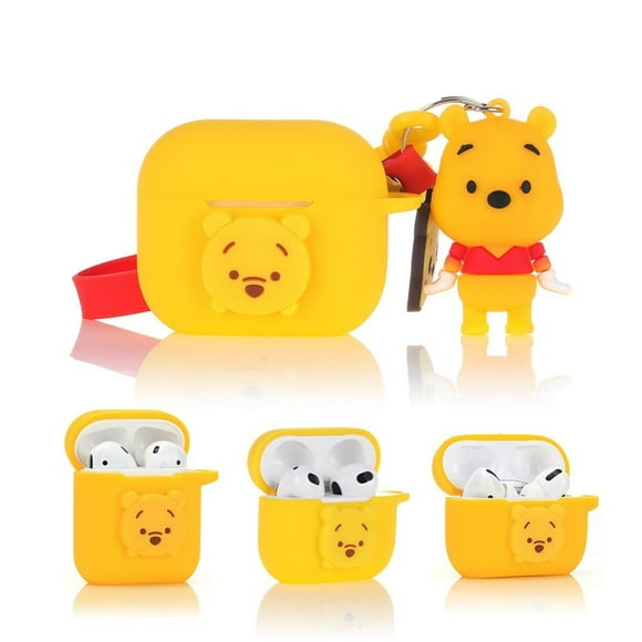Winnie the Pooh Cartoon Silicone Case for AirPods with Keychain Doll