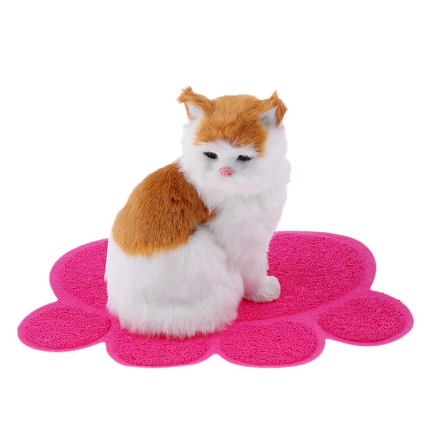 Alfombrilla de alimentación de arena impermeable de PVC, tazón de comida antideslizante, mantel individual de alimentación para mascotas - Rosa
