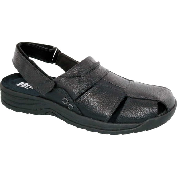 Men's Drew Barcelona Closed Toe Sandal Black Pebbled Leather 12.5 6E
