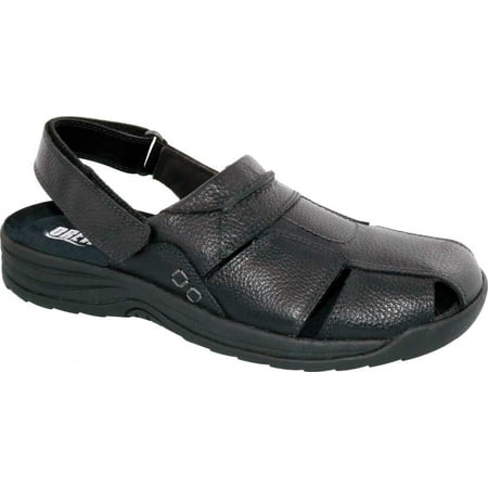 

Men s Drew Barcelona Closed Toe Sandal Black Pebbled Leather 12 W