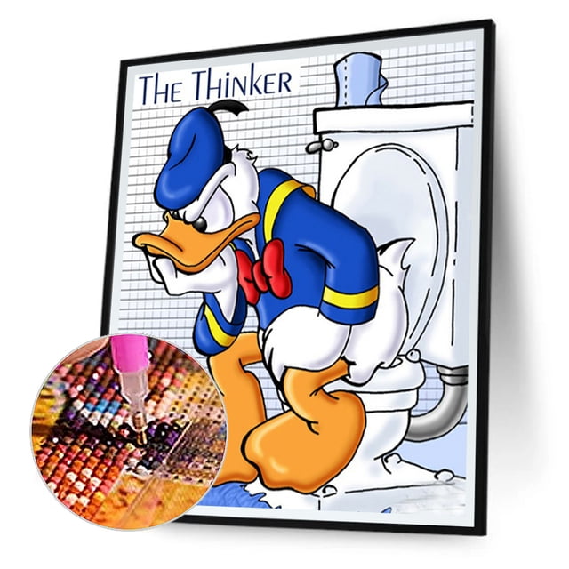 Cuadros Decorativos Kits de pintura de diamante redondo completo 5D DIY mosaico de silueta de pato Donald (E1954) Ehuebsd embutido en tela