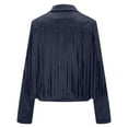 thumbnail image 6 of Atogsazn Women's Leather Cropped Jacket Casual Cardigan Long Sleeve Tassel Cropped Coat Fall Winter Outerwear Navy L, 6 of 9