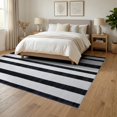 thumbnail image 3 of ODIKA 6'x9' Washable Area Rug Easy Care, Non-Shedding, Under Minimalist Monochrome Striped Welcome Contemporary Doormat for Queen Size Bedroom Bed Master Suite, 3 of 7