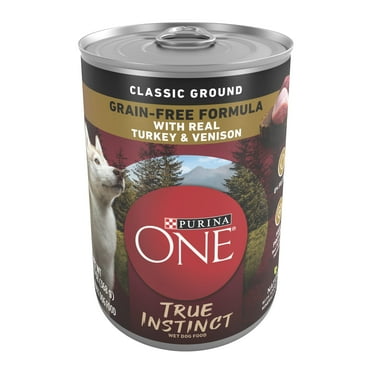 Purina ONE True Instinct Grain Free Wet Dog Food, High Protein Soft Turkey & Vension, 13 oz can