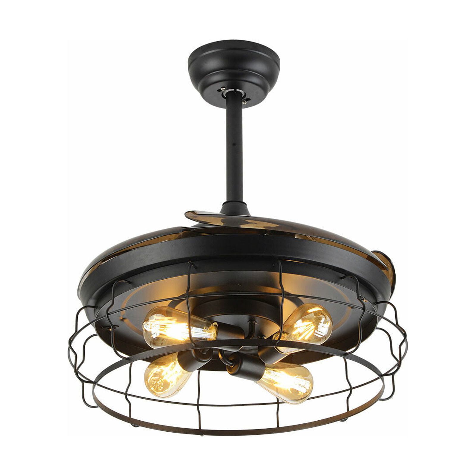 42'' Rustic Ceiling Fan Light Remote Control Chandelier Retractable Blades Lamp