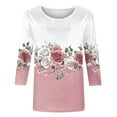 thumbnail image 7 of Aobny Womens Summer Tops Floral Pink Pullover Long Sleeve Crew Neck Plus Size Women Blouses, 7 of 7