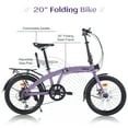 thumbnail image 6 of 20" Folding Bike, Shimano 7-Speed Steel Frame City Bike with Double Disc Brakes and Anti-Skid Tires for Men and Women,Purple, 6 of 6