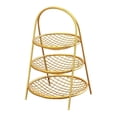 thumbnail image 4 of Cesta de frutas elegante, práctica y decorativa sobre soporte, ideal para una encimera. Oro 3 niveles, 4 of 9