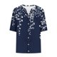 thumbnail image 5 of Xuyuer Linen-Look Printed V-Neck 3/4 Sleeve Shirt - Women's Roll-Tab Sleeve Blouse for Coastal Weekend Getaways, Art Gallery Openings, and Effortlessly Tailored Bohemian Chic Top, 5 of 5