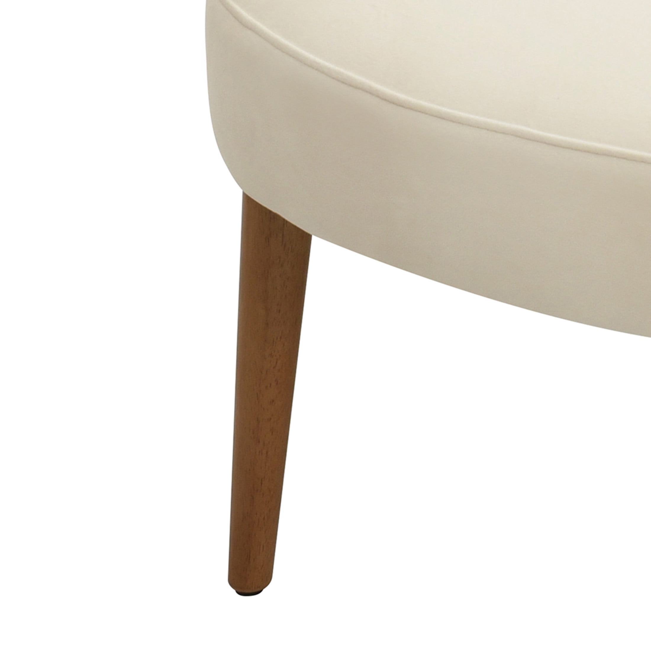 Miles Mid-Century Velvet Upholstered Accent Chair with Rattan Armrests, Solid Wood Legs, Ivory