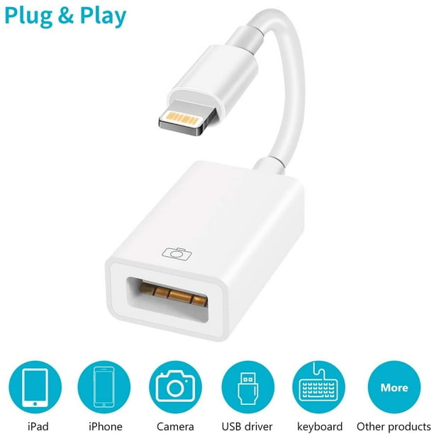Usb Camera Adapter Otg Adapter For Iphone Lighting To Usb 3 0 Male To Female For Ios 13 0 Or Above Version 7 8 6 6s Plus 11 Pro Max X Xs Xr Kit Converter Walmart Com Walmart Com