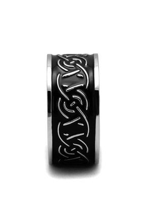 TK2922 - High polished (no plating) Stainless Steel Ring with Epoxy in Jet