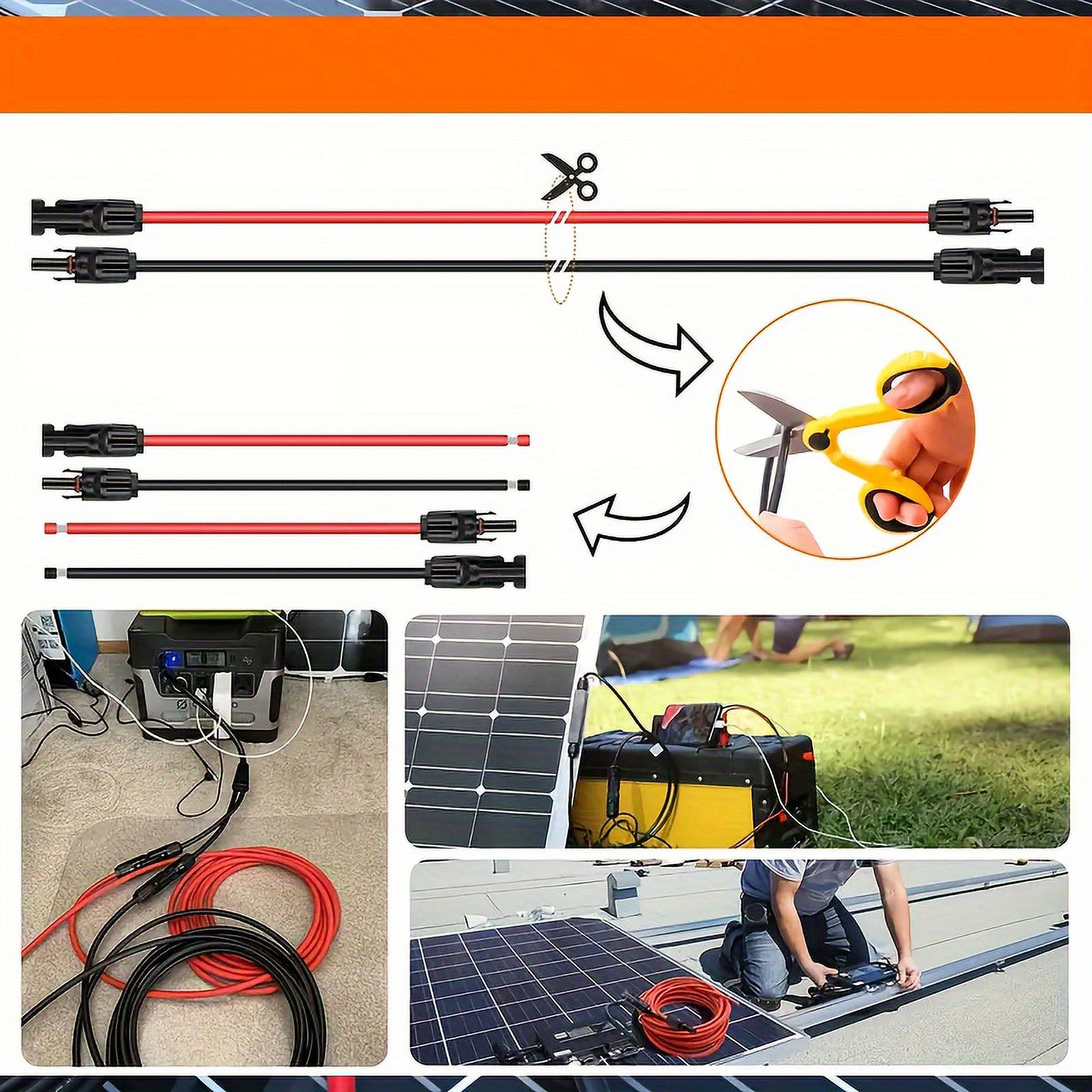 SUGARMOM 20ft Long 14AWG Heavy-Duty MC4 to MC4 Solar Extension Cable - Durable  Weather-Resistant  High-Temperature & Cold-Proof for Reliable RVs and Outdoor Power Systems Connection