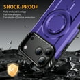thumbnail image 6 of Designed for iPhone 17 Pro Max Armor Case with Camera Cover Stand, Shockproof Protection, Support Magnetic Wireless Charger Rugged Cover for iPhone 17 Pro Max, Support Car Magnetic Holder - Purple, 6 of 7