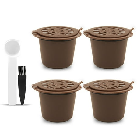 

Reusable Coffee Capsules Cup Black Refillable Coffee Capsule Refilling Filter Coffeeware-Brown