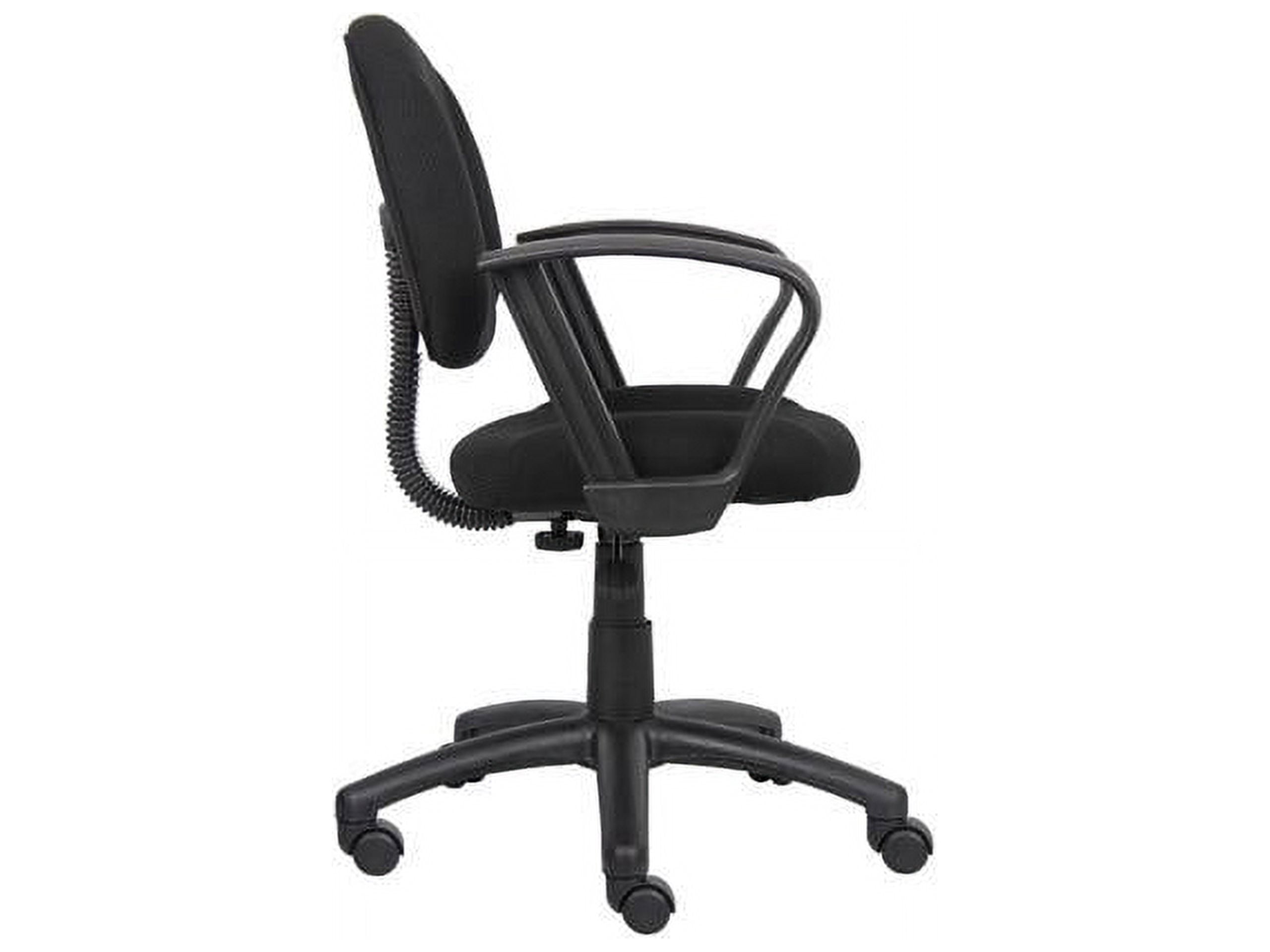 Boss Office Products Mid Back Ergonomic Fabric Office Swivel Chair With Arms in Black