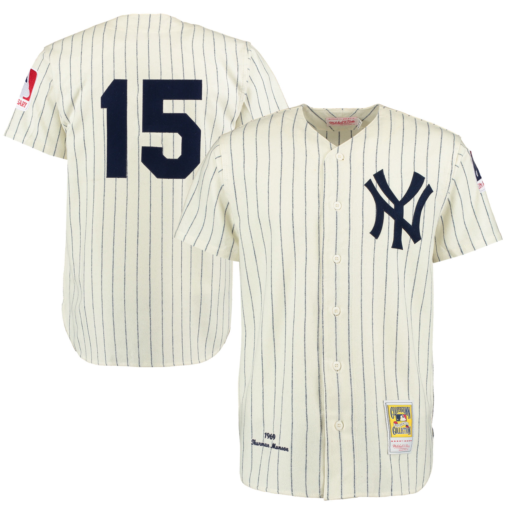 Thurman Munson New York Yankees Mitchell & Ness Throwback 1969 Authentic Jersey - Cream/Navy - Walmart.com