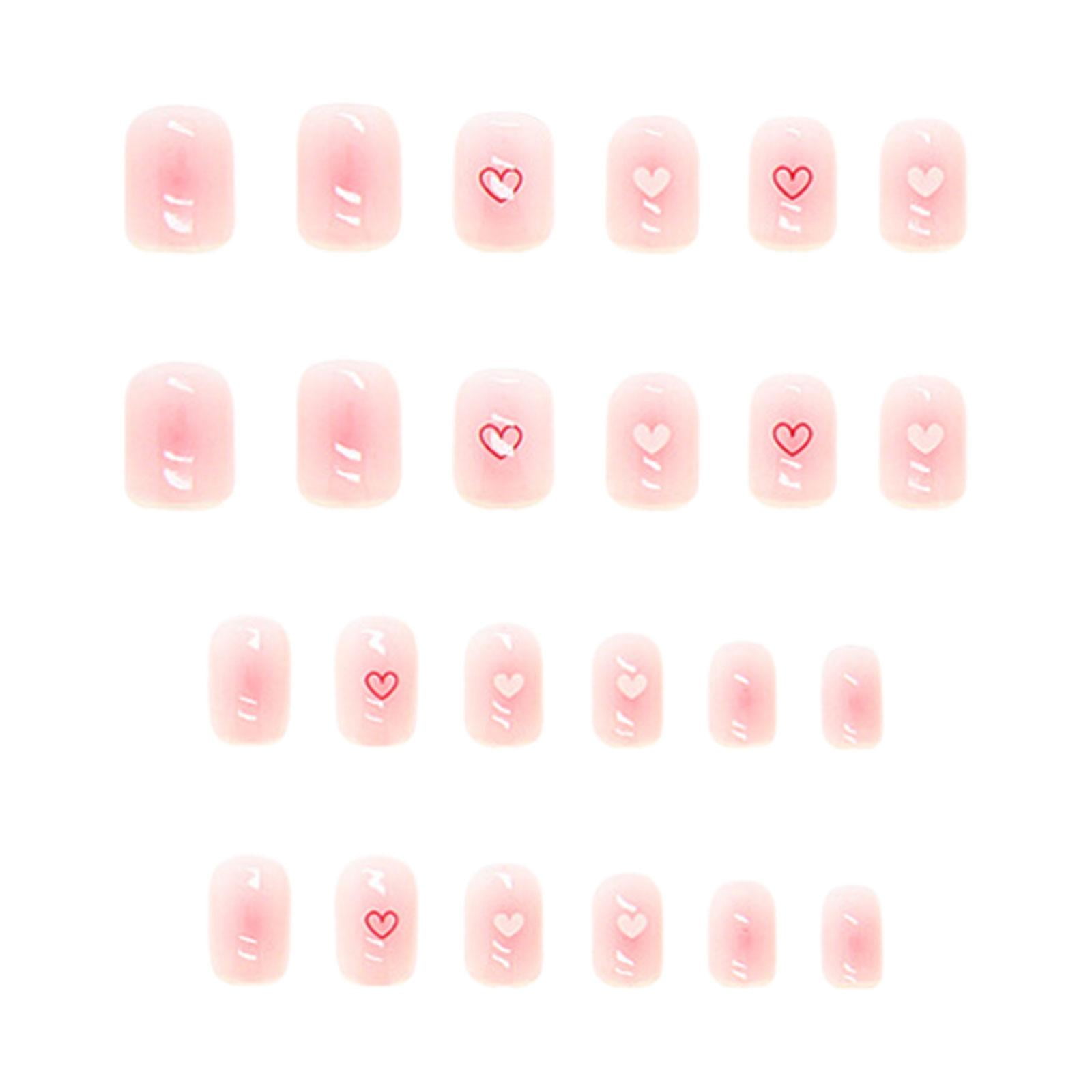 Gazechimp 6X 24Pieces Valentine's Day Press on Nails Red White Hearts Removable Practical