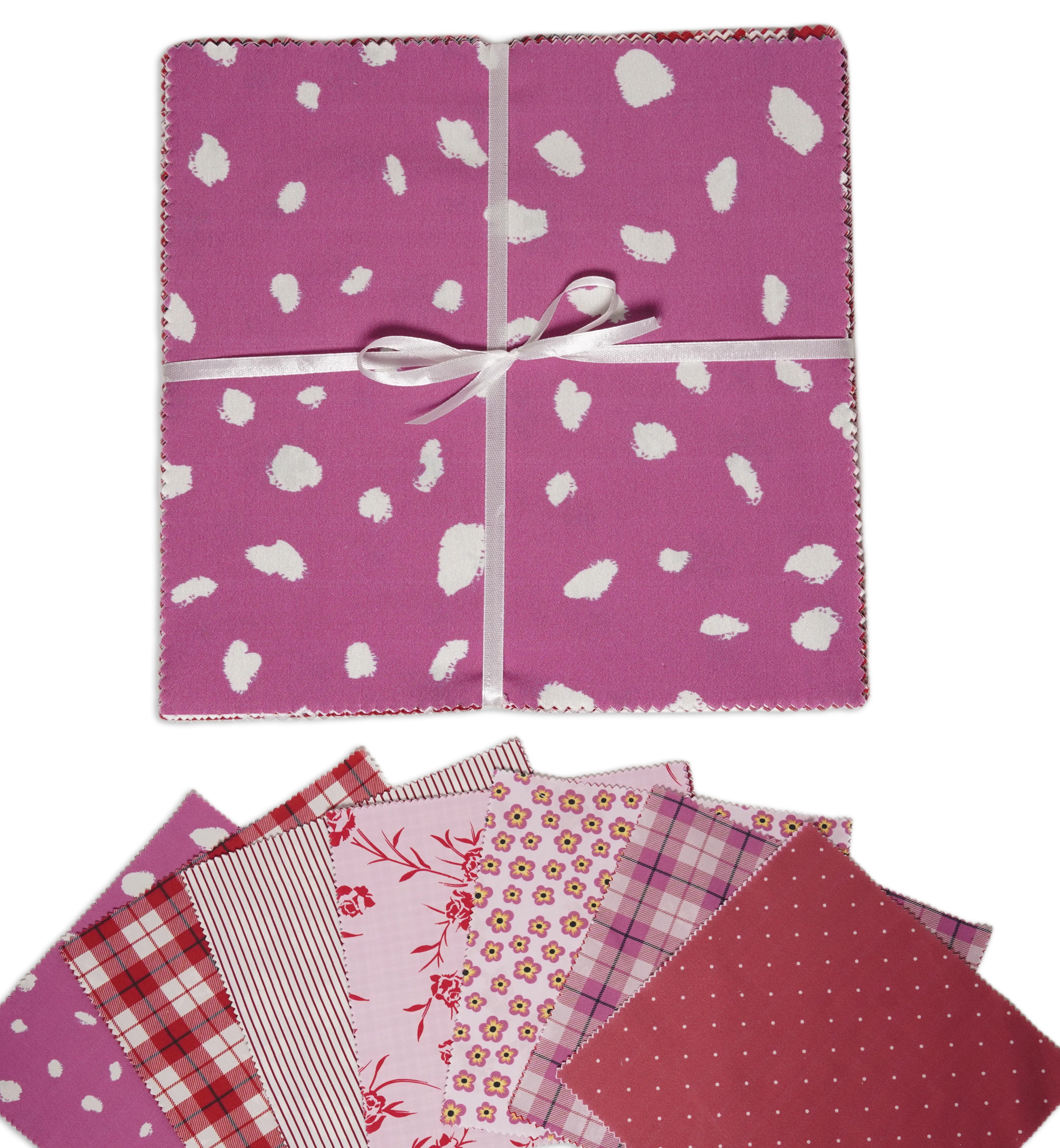 Soimoi Precut 10-inch Floral & Check Prints Cotton Fabric Bundle Quilting Squares Charm Pack DIY Patchwork Sewing Craft