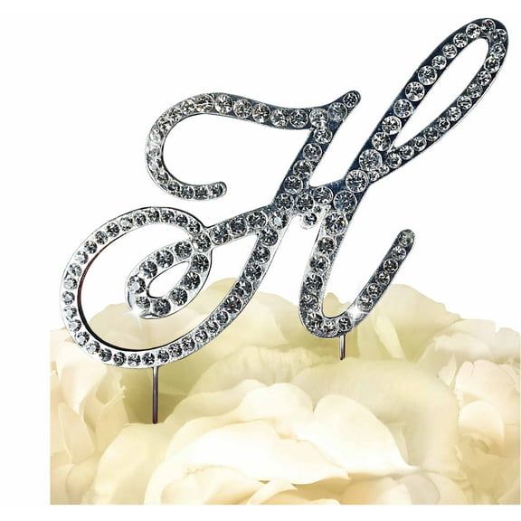 Unik Occasions Victorian Rhinestone Wedding Cake Topper, Silver