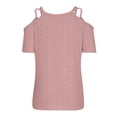 thumbnail image 5 of Women's Summer Short Sleeve Off Shoulder V-Neck Casual Lace Up T-Shirt, 5 of 6