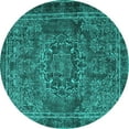 thumbnail image 1 of Ahgly Company Machine Washable Indoor Round Persian Turquoise Blue Traditional Area Rugs, 4' Round, 1 of 4