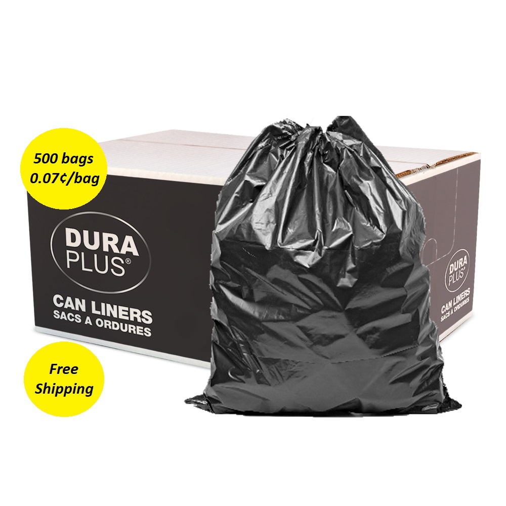 Dura Plus Garbage Bags Extra Strength 22X24 Black LLDPE Regular 500pc