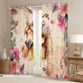 thumbnail image 2 of Erosebridal Watercolor Horse Curtains Pack of 2 (42x84 Each) for Kids Girls, Vintage Flowers Curtains Blackout, 2 of 6