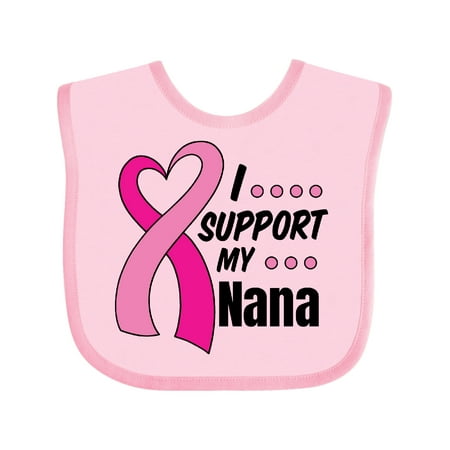 

Inktastic Breast Cancer Awareness I Support My Nana with Pink Ribbon Gift Baby Boy or Baby Girl Bib