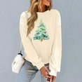 thumbnail image 5 of HOMBOM Hoodless Sweatshirt for Women Khaki Fall Pullover Graphic Crew Neck Christmas Womens Tops Long Sleeve, 5 of 6