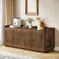 thumbnail image 1 of Tribesigns 55.1" Extra Large Cat Litter Box Enclosure with 2 Cabinets and Side Door, Hidden Cat Washroom Furniture with Storage, Rustic Brown, 1 of 4