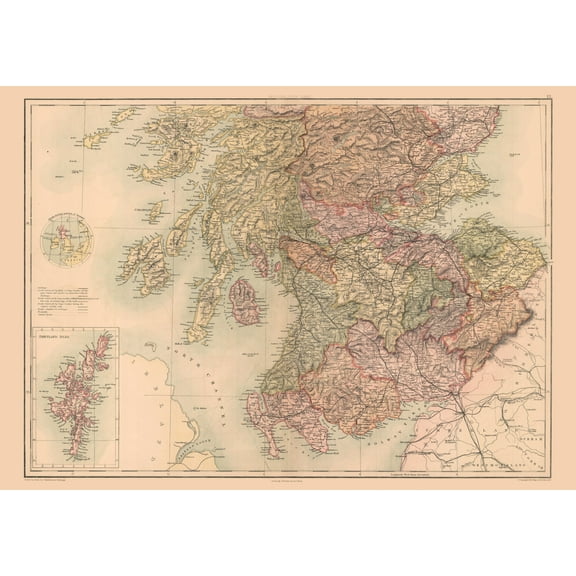 Historic Map - North Scotland - Black 1867 - 32.76 x 23 - Vintage Wall Art