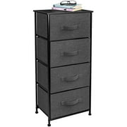Sorbus Dresser with 4 Drawers - Tall Storage Tower Unit Organizer for Bedroom, Hallway, Closet, College Dorm - Chest Drawer for Clothes, Steel Frame, Wood Top, Easy Pull Fabric Bins (Black/Charcoal)